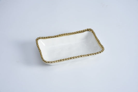 Rectangular Dish | White + Gold