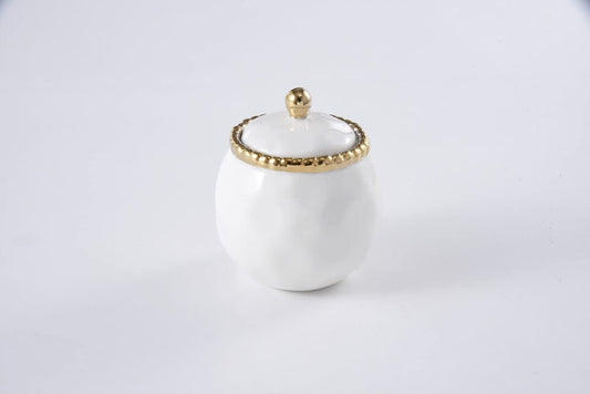 Covered Sugar Bowl | White + Gold