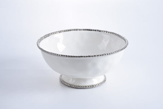 Oversized Bowl | White + Silver