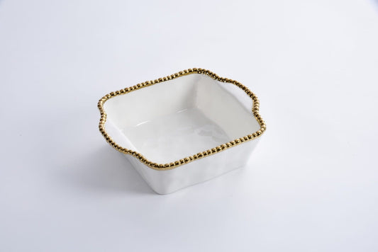 Porcelain + Gold Titanium Square Baking Dish | 8x8in