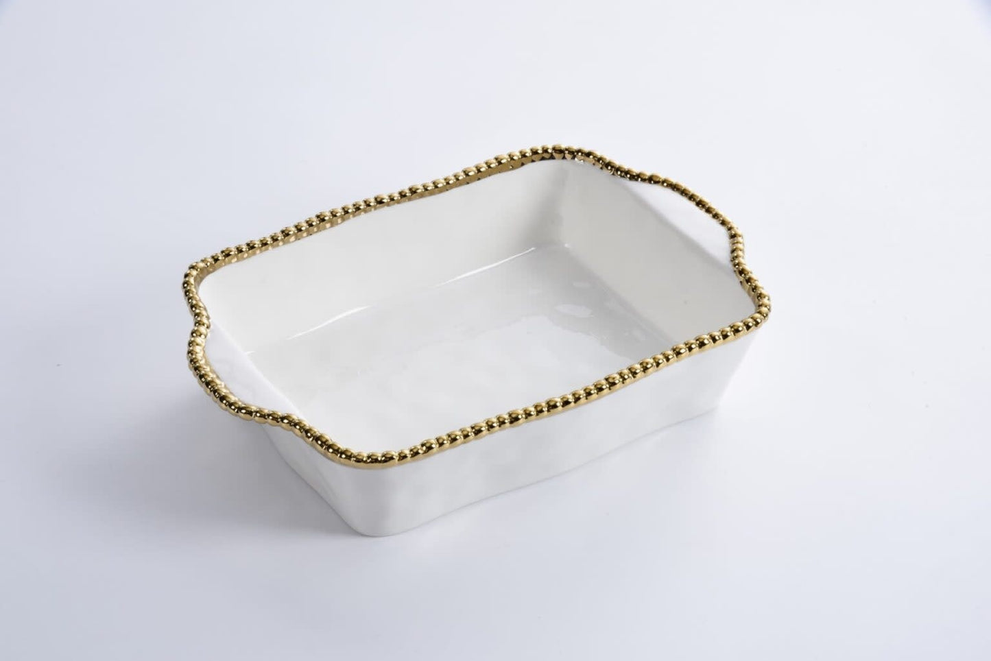 Porcelain + Gold Titanium Rectangular Baking Dish | 9x11x3in