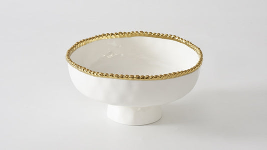 Porcelain + Gold Titanium Medium Footed Bowl | 6x3in