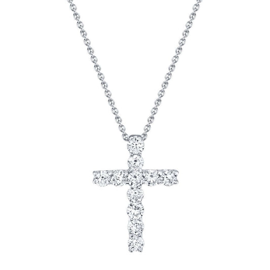 Diamond Cross Necklace | 14k White Gold .32c