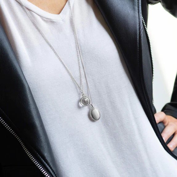 Silver Carpe Diem Crystal Necklace 30"
