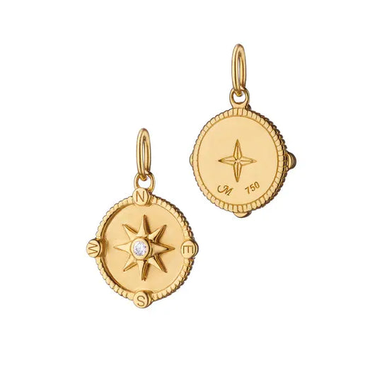 Mini Adventure Diamond Compass Charm | .033ct 18k YG