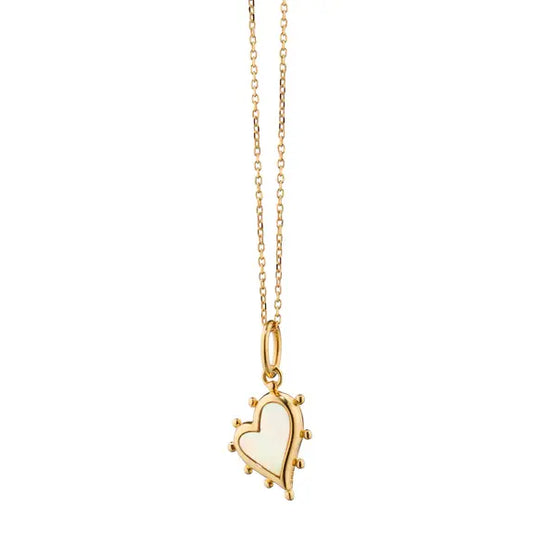 Monica Rich Kosann Mother of Pearl Gold Heart Necklace | 15+2in 18k