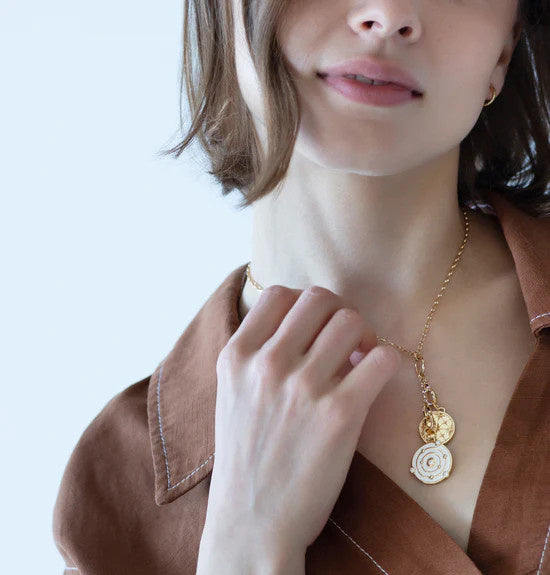 Small Round Mosaic Half Locket 18k Gold