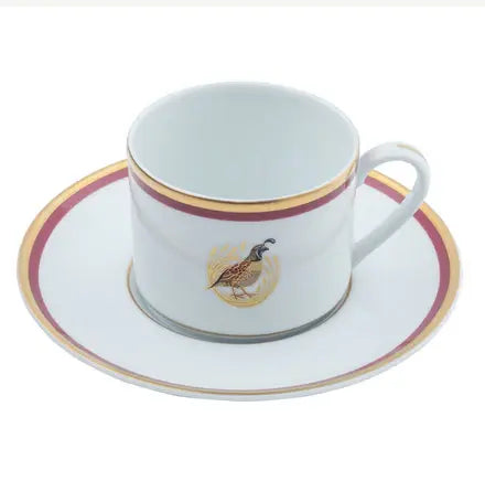 Charlotte Moss Ultra-White Gold Saucer Plate | Burgundy Red