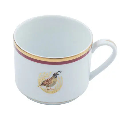 Charlotte Moss Ultra-White Gold Tea Cup | Quail Burgundy Red
