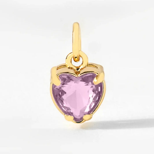 Heart Birthstone Charm Pendant | June Light Amethyst