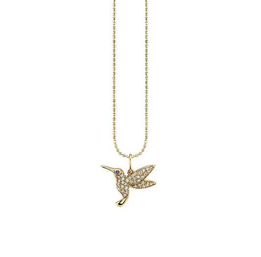 Hummingbird Charm + Tiffany Light Chain Necklace | 18in