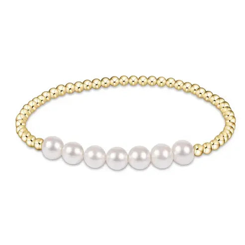 Classic Bliss Bead Gold Bead + Pearl Bracelet | 3mm + 6mm