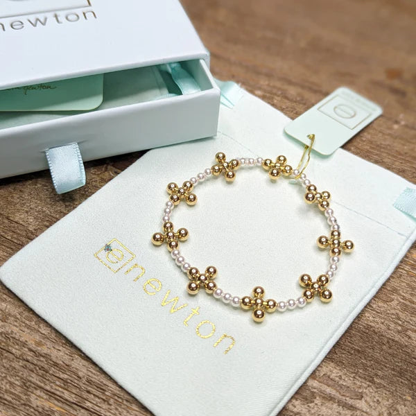 eNewton Signature Cross Sincerity 3mm + 4mm Bead Bracelet | Pearl