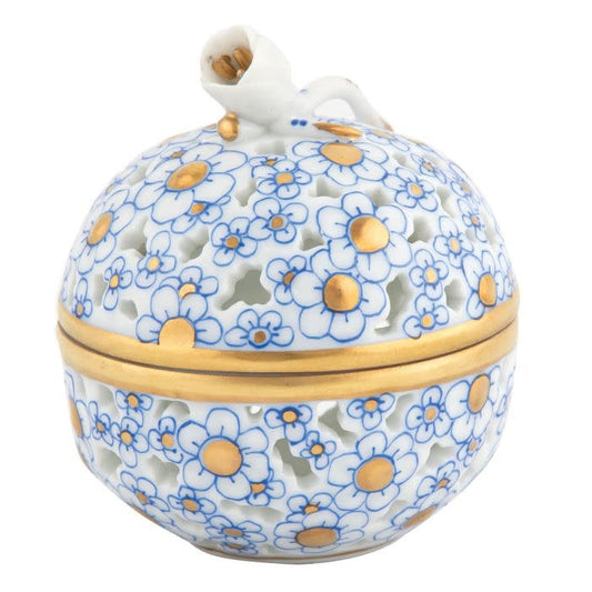 Herend Openwork Ball with Bud | 2.5in Blue
