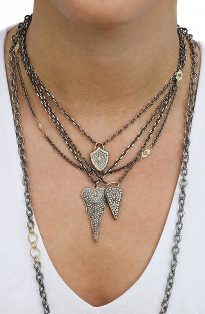 Pave Heart Shield Necklace