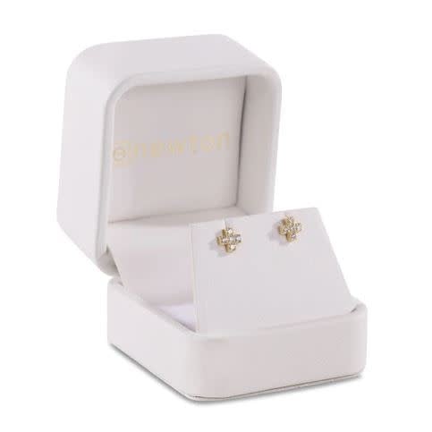 eNewton Diamond Signature Cross Stud Earrings | 14k YG
