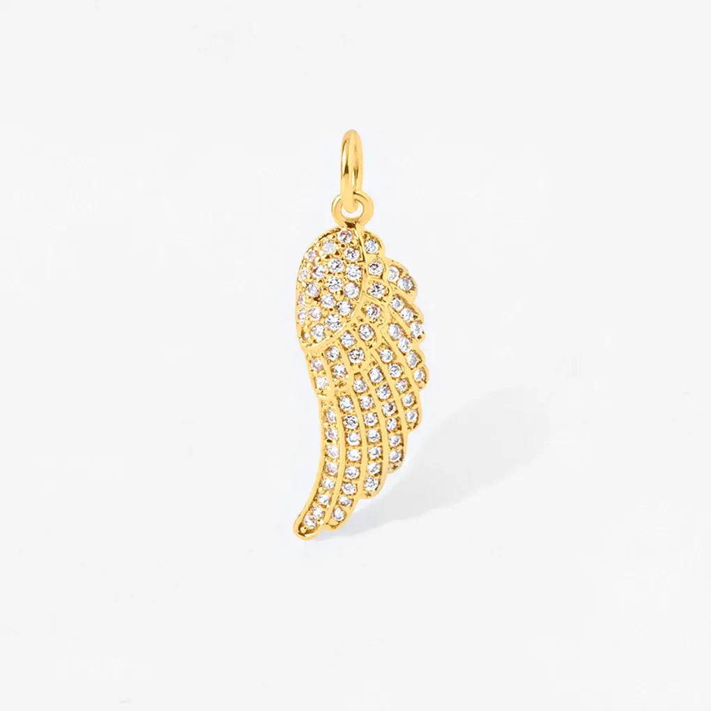 Pave Crystal Angel Wing  Charm Pendant