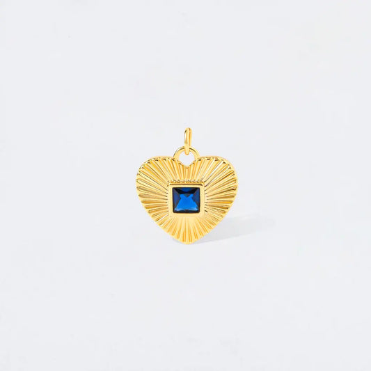 Sapphire Crystal Bursted with Love Heart Charm Pendant