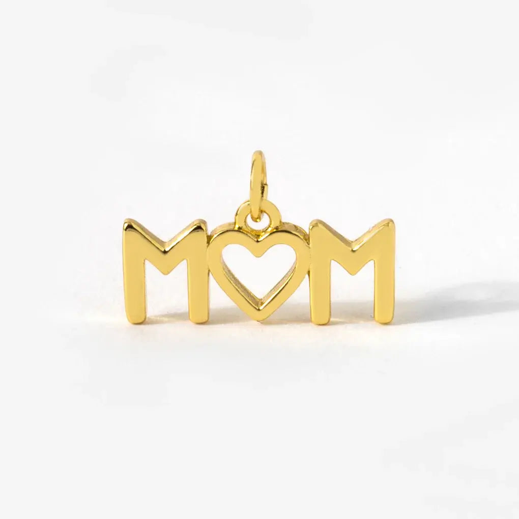 Mom Heart Word Charm Pendant