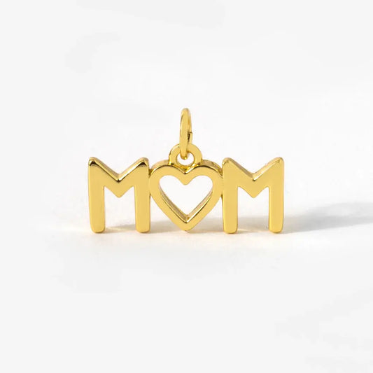 Mom Heart Word Charm Pendant