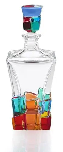 Murano Italian Crystal Liquor Decanter | Cracked Ice Rainbow 900ml
