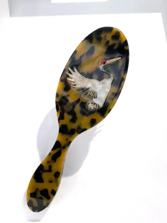 Hand Painted Compact Brush | Crane