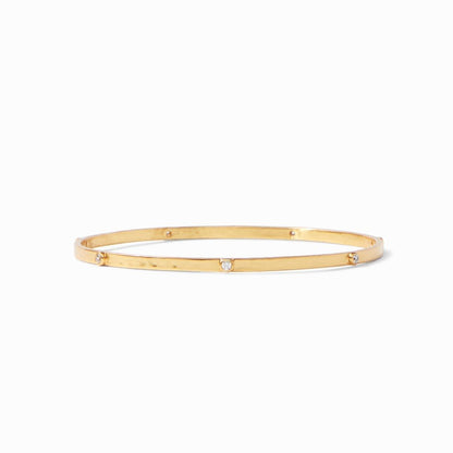 Crescent Gold Bangle Bracelet | Cubic Zirconia Medium