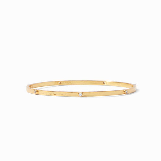Crescent Gold Bangle Bracelet | Cubic Zirconia Medium