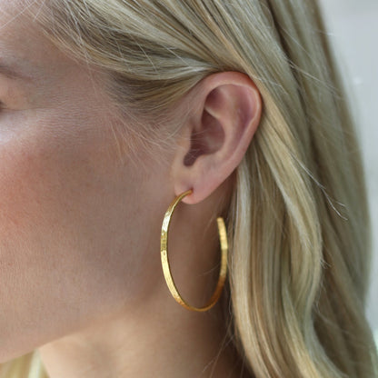 Crescent Gold Hoop Earrings | Large 1.75in
