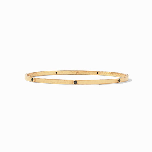Crescent Bangle Gold Obsidian Black CZ  -Medium