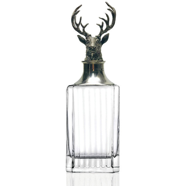 Crystal + Pewter Liquor Decanter | Square Stag