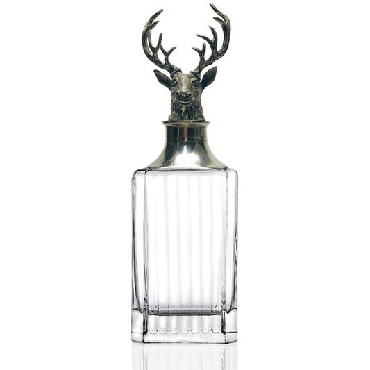 Crystal + Pewter Liquor Decanter | Square Stag