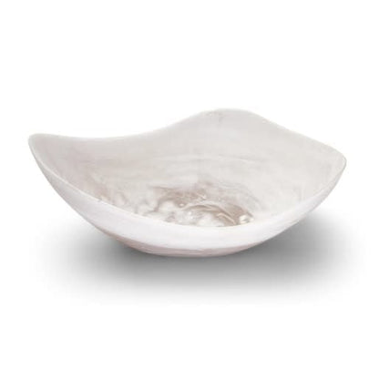 Archipelago White Cloud Marbleized Organic Shaped Bowl Large