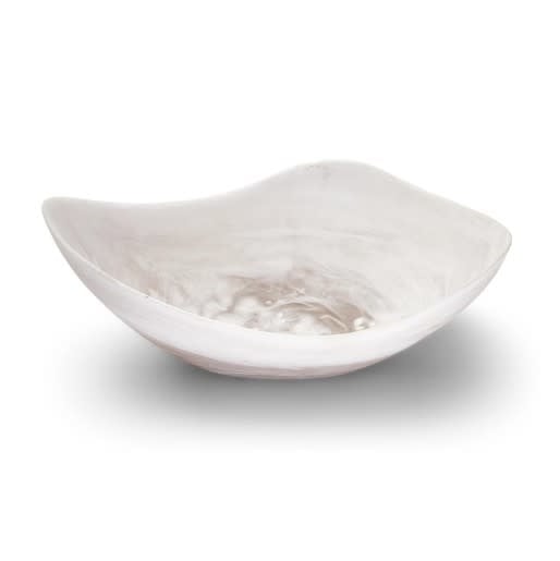 Archipelago White Cloud Marbleized Organic Shaped Bowl Large