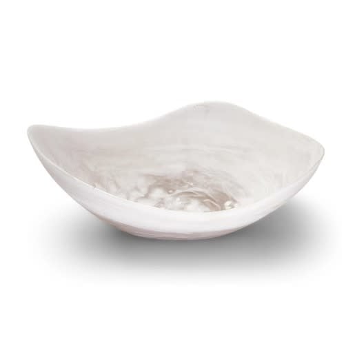 15" Archipelago White Cloud Marbleized Organic Shaped Bowl
