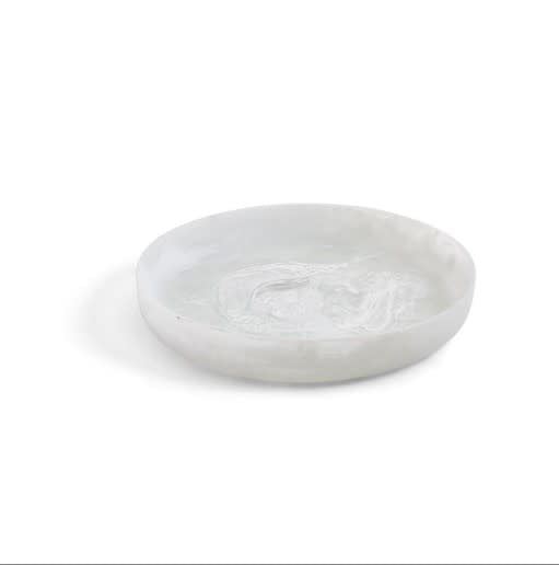 17" Archipelago White Cloud Marbleized Organic Shaped Platter