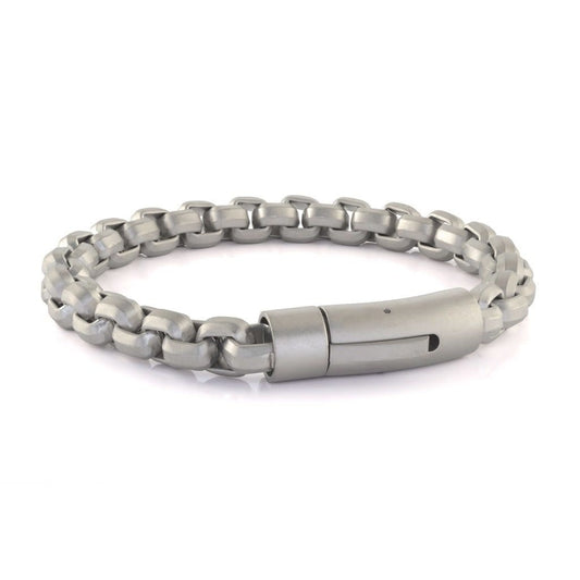Matte Steel Round Box Bracelet