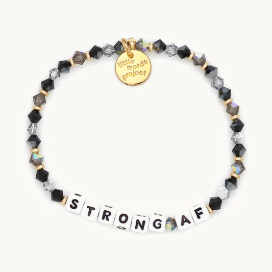 Strong AF Black Ice Beaded Stretch Bracelet