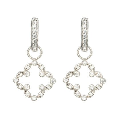Pave Open Clover Marquis Earring Charms White Gold