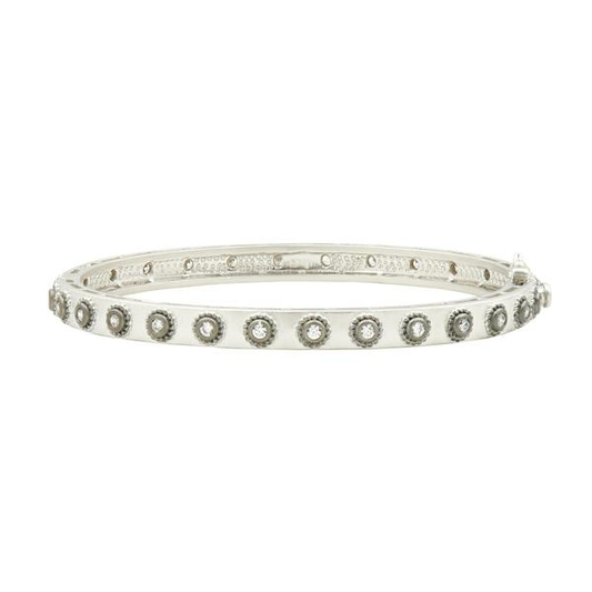 Studded Eternity Hinge Bangle Silver|Black