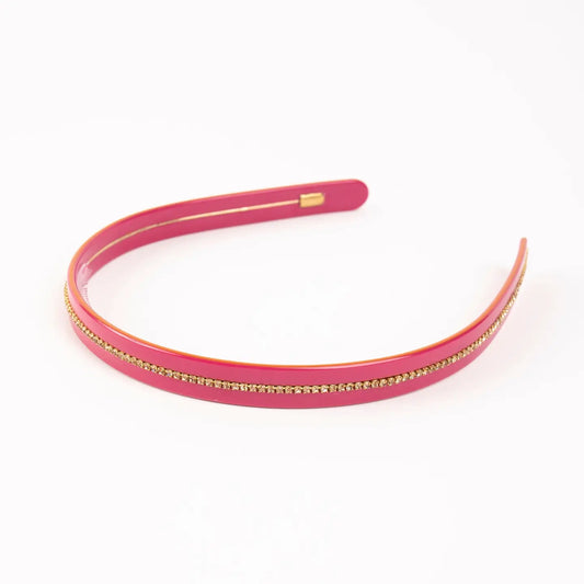 Acetate + Crystal Headband | Hot Pink