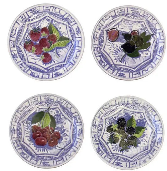 Oiseau Bleu Assorted Fruits Canape Plates Set of 4 | 6.5in
