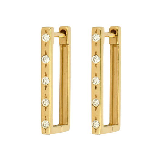 SINGLE | Diamond Starburst Rectangular Hoop Earring | .06c GSI 14k