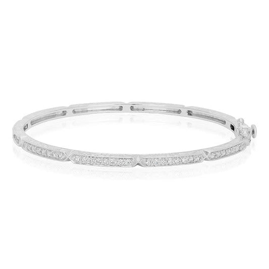 18K White Gold Moderne Deco Diamond Stacking Bangle