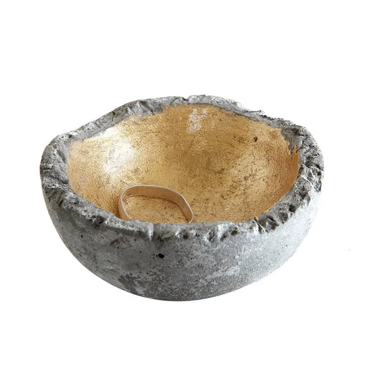 Cement + Gold Leaf Ring Dish | 2.5in