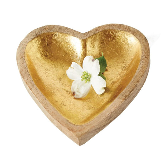 Wood Heart Tray | Gold Leaf 8in
