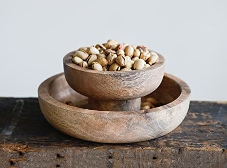 Mango Wood Pistachio 2 Piece Bowl