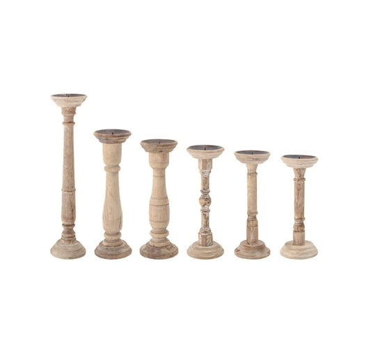 S/6 Found Wood Candle Holders