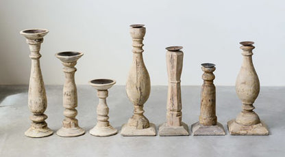 S/6 Found Wood Candle Holders