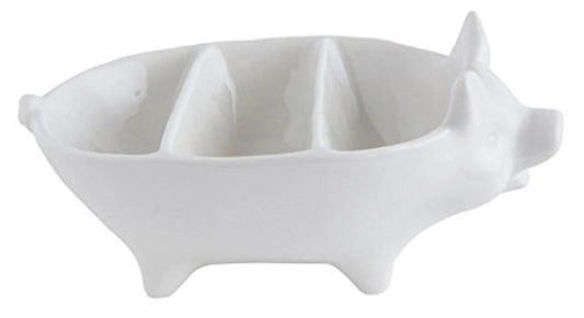 3-Section Stoneware Pig Dish